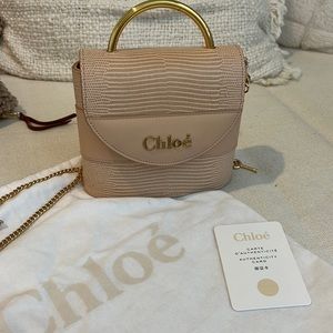 Small Aby Lock Lizard Embossed Leather Shoulder Bag